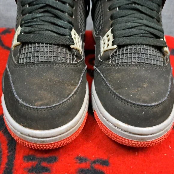 Size 7.5 Nike Air Jordan 4 Retro Bred Black Cement 308497  display picture 1